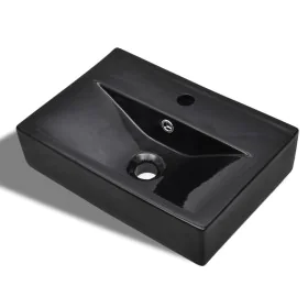 Schwarzer, rechteckiger, hohler Keramik-Wasserhahn/Ablaufbecken von vidaXL, Sinkt - Ref: Foro24-141933, Preis: 71,45 €, Rabat...