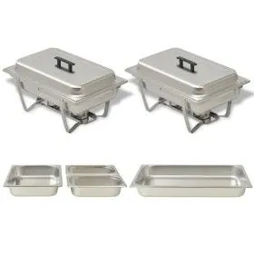 2-teiliges Buffet-Essenswärmer-Set aus Edelstahl von vidaXL, Wilderer - Ref: Foro24-50528, Preis: 121,56 €, Rabatt: %