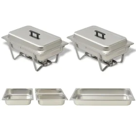 Set calentador de comida para buffet 2 piezas acero inoxidable de vidaXL, Escalfadores - Ref: Foro24-50528, Precio: 121,56 €,...