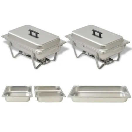 Set calentador de comida para buffet 2 piezas acero inoxidable de vidaXL, Escalfadores - Ref: Foro24-50528, Precio: 121,56 €,...