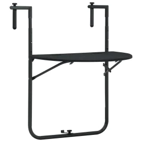 Mesa balcón colgante plástico aspecto ratán negro 60x64x83,5 cm by vidaXL, Garden tables - Ref: Foro24-47894, Price: 42,33 €,...