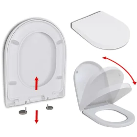 Square white soft-closing and quick-release toilet seat by vidaXL, Toilet and bidet seats - Ref: Foro24-141765, Price: 30,63 ...