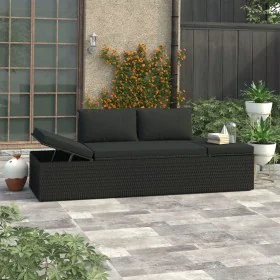 Sun lounger with black synthetic rattan cushions by vidaXL, Loungers - Ref: Foro24-46224, Price: 206,55 €, Discount: %