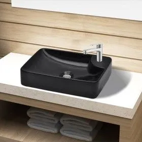 Ceramic sink with hole for black faucet by vidaXL, Sinks - Ref: Foro24-141935, Price: 74,68 €, Discount: %