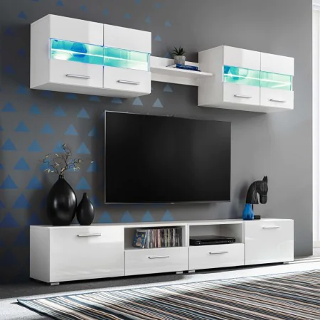 TV-Wohnzimmerschrank mit strahlend weißen LED-Leuchten, 5-teilig von vidaXL, TV-Möbel - Ref: Foro24-246027, Preis: 372,28 €, ...