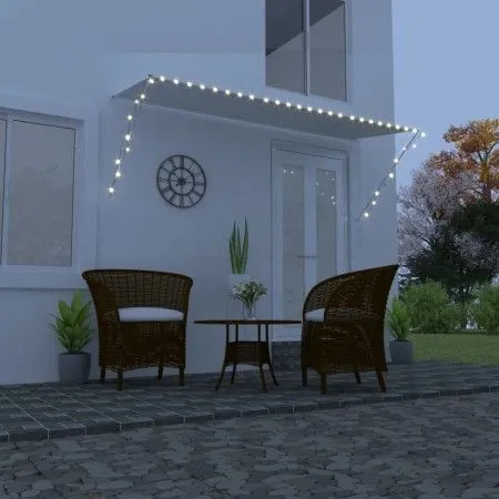 Retractable awning with cream-colored LED lights 350x150 cm by vidaXL, Awnings - Ref: Foro24-145926, Price: 63,56 €, Discount: %