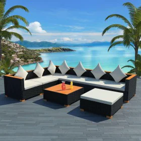 8-piece garden furniture set and black synthetic rattan cushions by vidaXL, Garden sets - Ref: Foro24-42758, Price: 796,29 €,...