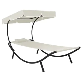 Outdoor lounger with cream white canopy and pillow by vidaXL, Loungers - Ref: Foro24-48077, Price: 90,64 €, Discount: %