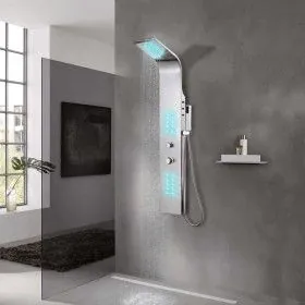 Curved Stainless Steel Shower Panel System by vidaXL, Jet nozzles for bathtubs and showers - Ref: Foro24-142370, Price: 250,3...
