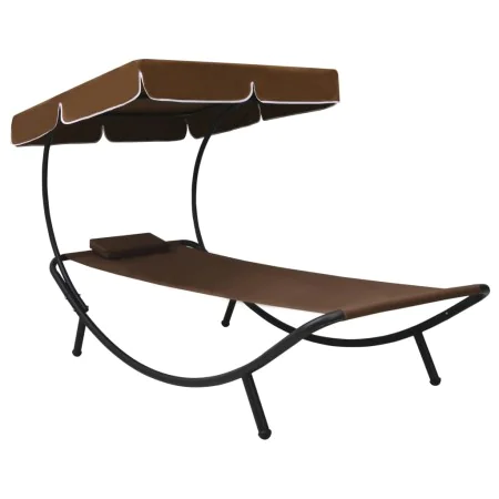 Outdoor lounger with canopy and brown pillow by vidaXL, Loungers - Ref: Foro24-48078, Price: 85,95 €, Discount: %