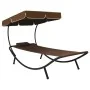 Outdoor lounger with canopy and brown pillow by vidaXL, Loungers - Ref: Foro24-48078, Price: 85,95 €, Discount: %