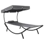 Außenliege mit Baldachin und grauem Kissen von vidaXL, Liegen - Ref: Foro24-48079, Preis: 86,21 €, Rabatt: %