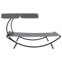 Außenliege mit Baldachin und grauem Kissen von vidaXL, Liegen - Ref: Foro24-48079, Preis: 86,21 €, Rabatt: %