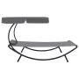 Tumbona de exterior con dosel y almohada gris de vidaXL, Tumbonas - Ref: Foro24-48079, Precio: 85,68 €, Descuento: %