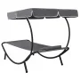Außenliege mit Baldachin und grauem Kissen von vidaXL, Liegen - Ref: Foro24-48079, Preis: 86,21 €, Rabatt: %