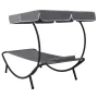 Tumbona de exterior con dosel y almohada gris de vidaXL, Tumbonas - Ref: Foro24-48079, Precio: 85,68 €, Descuento: %