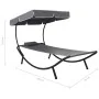 Außenliege mit Baldachin und grauem Kissen von vidaXL, Liegen - Ref: Foro24-48079, Preis: 86,21 €, Rabatt: %