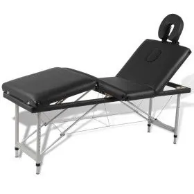 Folding massage table 4 zones black aluminum structure by vidaXL, massage tables - Ref: Foro24-110099, Price: 204,87 €, Disco...