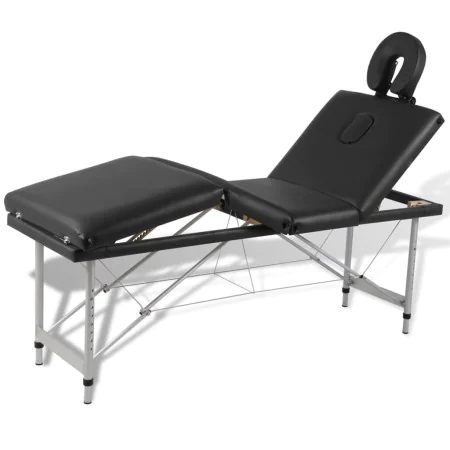 Camilla de masaje plegable 4 zonas estructura de aluminio negra de vidaXL, Mesas de masaje - Ref: Foro24-110099, Precio: 204,...