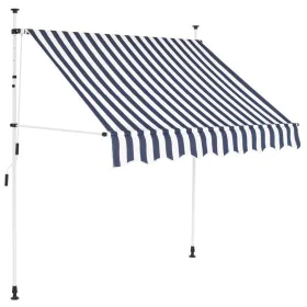 Manual retractable awning 150 cm blue and white striped by vidaXL, Awnings - Ref: Foro24-43219, Price: 63,22 €, Discount: %