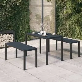 3-teiliges Garten-Essset aus Stahl und WPC in Schwarz von vidaXL, Gartensets - Ref: Foro24-317139, Preis: 211,60 €, Rabatt: %