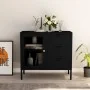Steel and black tempered glass sideboard 75x35x70 cm by vidaXL, Sideboards - Ref: Foro24-336073, Price: 166,56 €, Discount: %