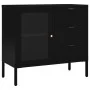 Steel and black tempered glass sideboard 75x35x70 cm by vidaXL, Sideboards - Ref: Foro24-336073, Price: 166,56 €, Discount: %