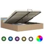 Cama canapé hidráulica LED cuero sintético capuchino 160x200 cm de vidaXL, Camas y somieres - Ref: Foro24-285562, Precio: 318...