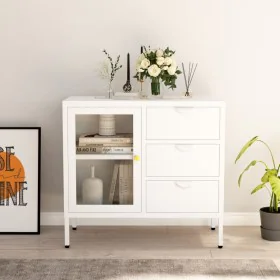 Steel and white tempered glass sideboard 75x35x70 cm by vidaXL, Sideboards - Ref: Foro24-336074, Price: 146,30 €, Discount: %