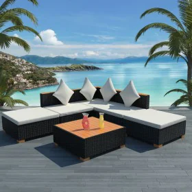 Garden furniture set, 6 pieces, with black synthetic rattan cushions. by vidaXL, Garden sets - Ref: Foro24-42755, Price: 548,...