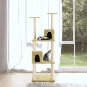 Katzenkratzbaum mit cremefarbenen Sisalstämmen, 141 cm von vidaXL, Katzenmöbel - Ref: Foro24-171524, Preis: 54,17 €, Rabatt: %