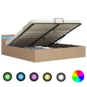 Cama canapé hidráulica LED cuero sintético capuchino 180x200 cm de vidaXL, Camas y somieres - Ref: Foro24-285563, Precio: 324...