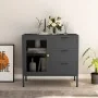 Sideboard aus Stahl und anthrazitfarbenem Hartglas 75x35x70 cm von vidaXL, Sideboards - Ref: Foro24-336075, Preis: 166,01 €, ...