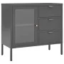 Sideboard aus Stahl und anthrazitfarbenem Hartglas 75x35x70 cm von vidaXL, Sideboards - Ref: Foro24-336075, Preis: 166,01 €, ...