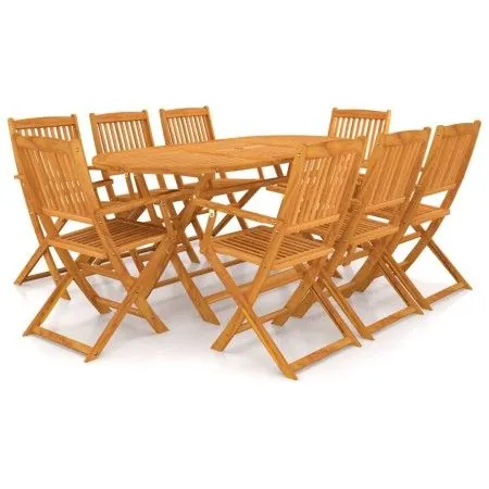 Folding garden dining table 9 pieces made of solid acacia wood by vidaXL, Garden sets - Ref: Foro24-43378, Price: 462,95 €, D...