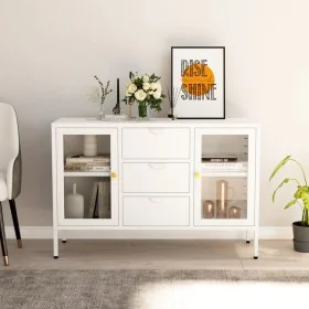 Steel and white tempered glass sideboard 105x35x70 cm by vidaXL, Sideboards - Ref: Foro24-336077, Price: 203,30 €, Discount: %