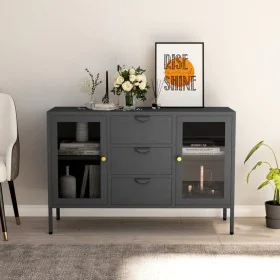 Steel and white tempered glass sideboard 105x35x70 cm by vidaXL, Sideboards - Ref: Foro24-336078, Price: 213,71 €, Discount: %