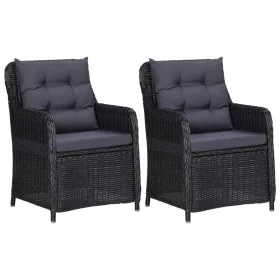 Garden chairs with cushions 2 units black synthetic rattan by vidaXL, Garden chairs - Ref: Foro24-46548, Price: 303,77 €, Dis...