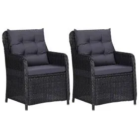 Gartenstühle mit Kissen, 2 Stück, schwarzes synthetisches Rattan von vidaXL, Gartenstühle - Ref: Foro24-46548, Preis: 303,77 ...