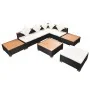 Muebles de jardín y cojines 8 piezas ratán sintético negro de vidaXL, Conjuntos de jardín - Ref: Foro24-42756, Precio: 950,18...