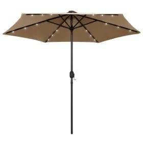 Regenschirm mit LED-Lichtern und taupegrauer Aluminiumstange 270 cm von vidaXL, Sonnenschirme - Ref: Foro24-47355, Preis: 88,...