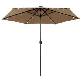 Umbrella with LED lights and taupe gray aluminum pole 270 cm by vidaXL, Umbrellas - Ref: Foro24-47355, Price: 88,54 €, Discou...
