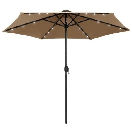 Umbrella with LED lights and taupe gray aluminum pole 270 cm by vidaXL, Umbrellas - Ref: Foro24-47355, Price: 88,54 €, Discou...