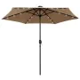 Sombrilla con luces LED y palo de aluminio gris taupe 270 cm de vidaXL, Sombrillas - Ref: Foro24-47355, Precio: 88,54 €, Desc...