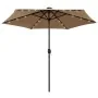 Umbrella with LED lights and taupe gray aluminum pole 270 cm by vidaXL, Umbrellas - Ref: Foro24-47355, Price: 88,54 €, Discou...