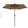Umbrella with LED lights and taupe gray aluminum pole 270 cm by vidaXL, Umbrellas - Ref: Foro24-47355, Price: 88,54 €, Discou...