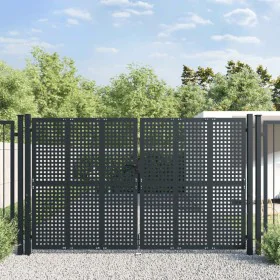 Anthrazitgraues Gartentor aus Stahl 300x250 cm von vidaXL, Gartentore - Ref: Foro24-154570, Preis: 937,11 €, Rabatt: %