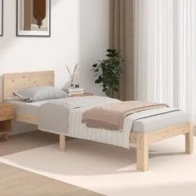 Solid wood bed frame 75x190 cm by vidaXL, Beds and slatted bases - Ref: Foro24-810455, Price: 89,04 €, Discount: %