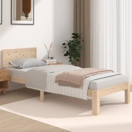 Solid wood bed frame 75x190 cm by vidaXL, Beds and slatted bases - Ref: Foro24-810455, Price: 89,04 €, Discount: %