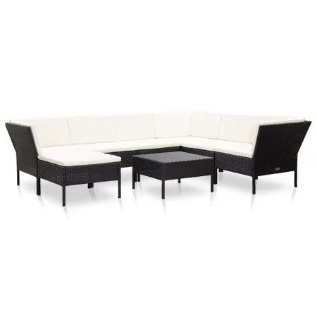 8-teiliges Gartenmöbel-Set und schwarze synthetische Rattankissen von vidaXL, Gartensets - Ref: Foro24-48952, Preis: 623,11 €...